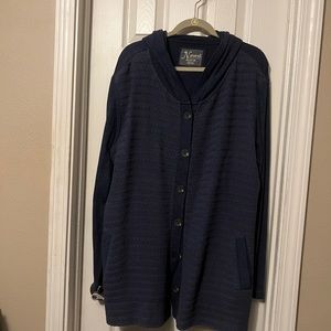 Cardigan sweater with hood and pockets